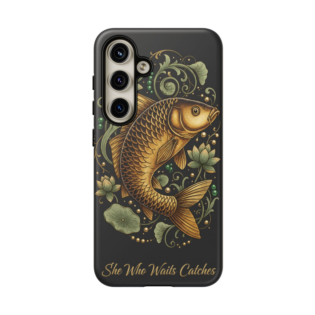 Phone Case — Carp Fish 'She Who Waits Catches' Protective Hard Cover