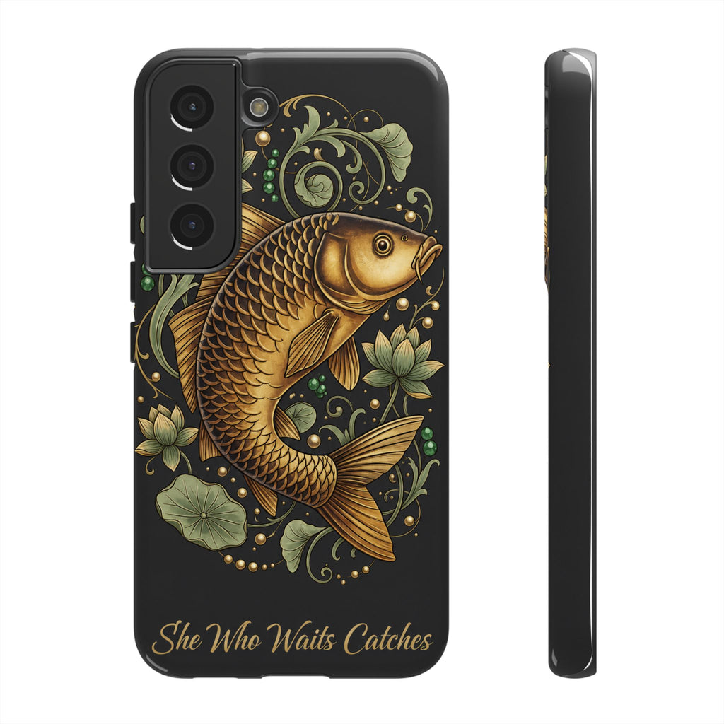 Phone Case — Carp Fish 'She Who Waits Catches' Protective Hard Cover