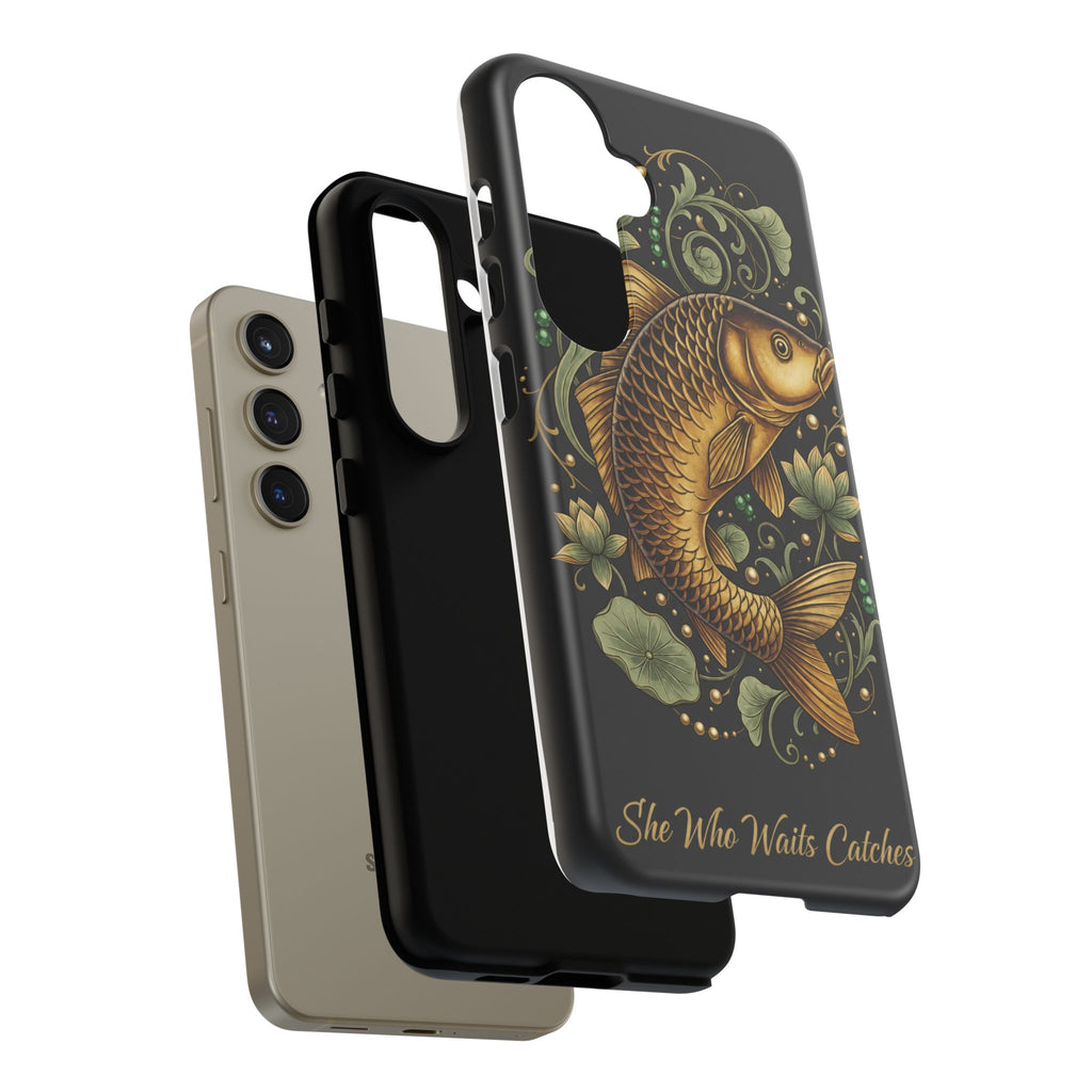 Phone Case — Carp Fish 'She Who Waits Catches' Protective Hard Cover