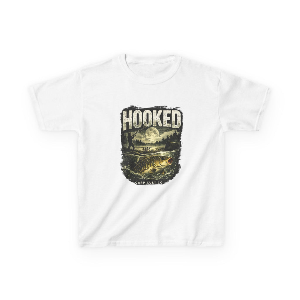 Kids T-Shirt — "Hooked" Fishing Graphic Tee for Young Anglers