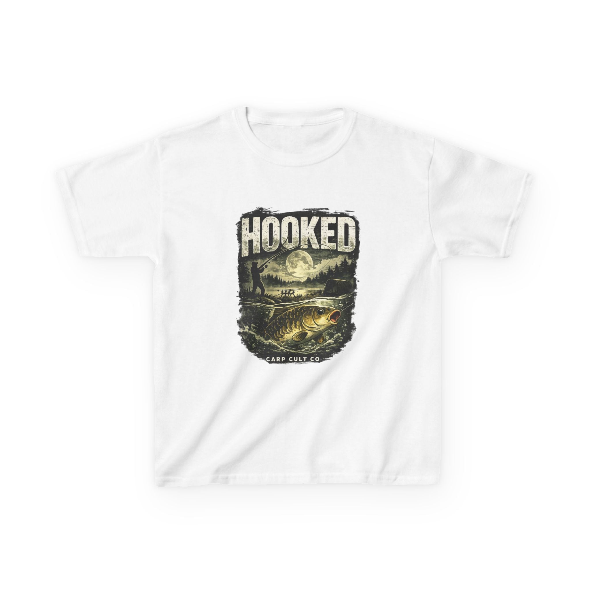 Kids T-Shirt — "Hooked" Fishing Graphic Tee for Young Anglers