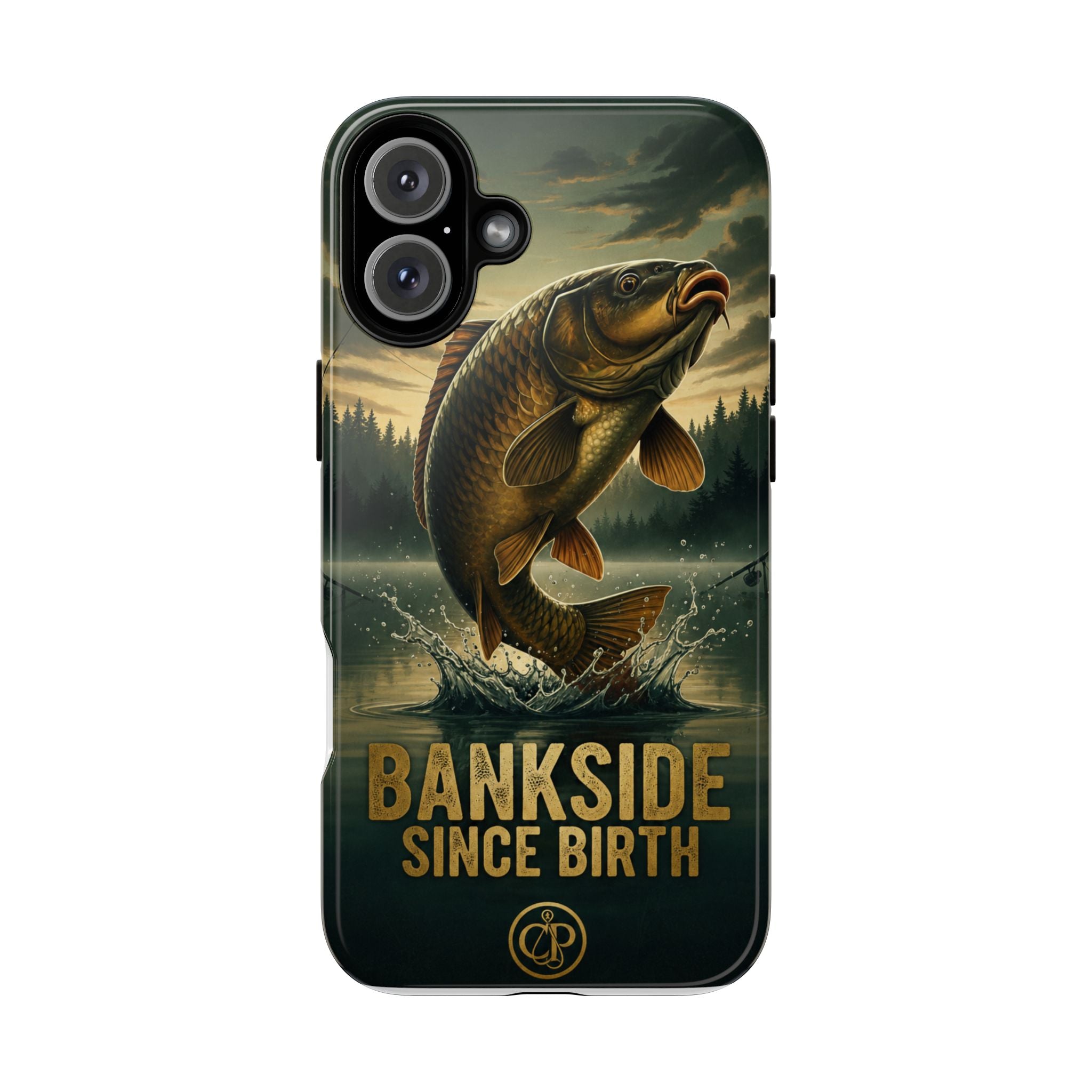 Phone Case - "Bankside Since Birth" Fishing Design (Carp Jumping, Angler Gift)