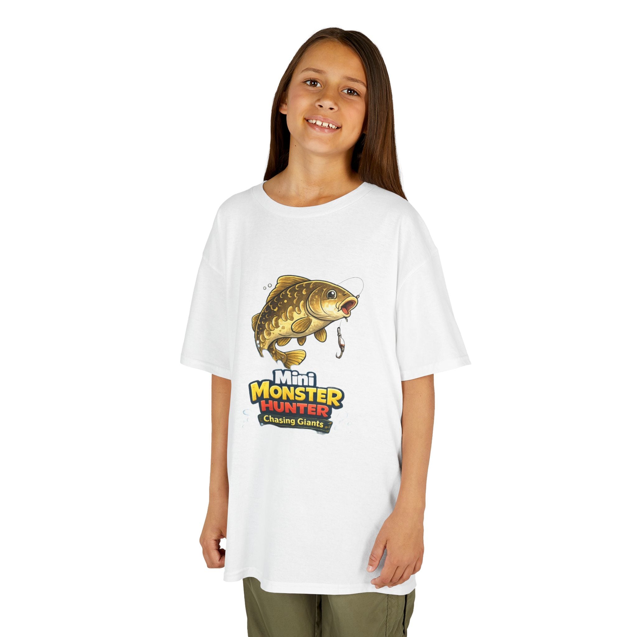 Kids Fishing Tee — "Mini Monster Hunter" Bass Graphic Shirt