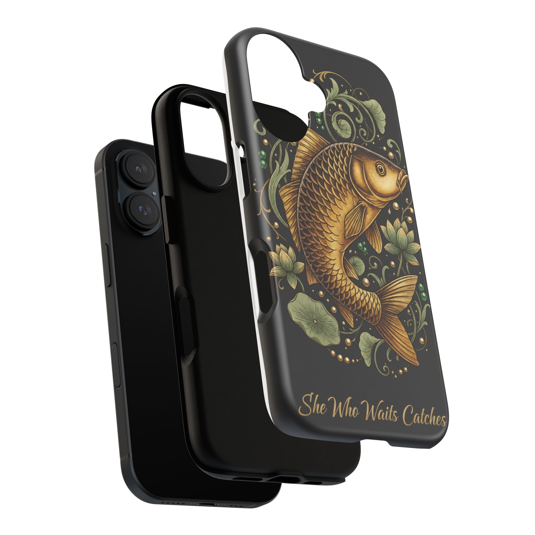 Phone Case — Carp Fish 'She Who Waits Catches' Protective Hard Cover