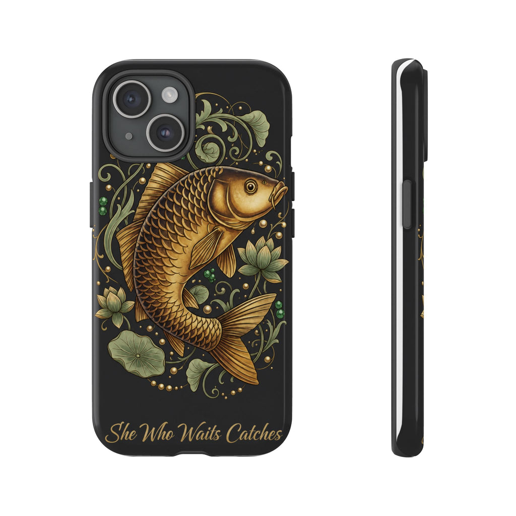 Phone Case — Carp Fish 'She Who Waits Catches' Protective Hard Cover