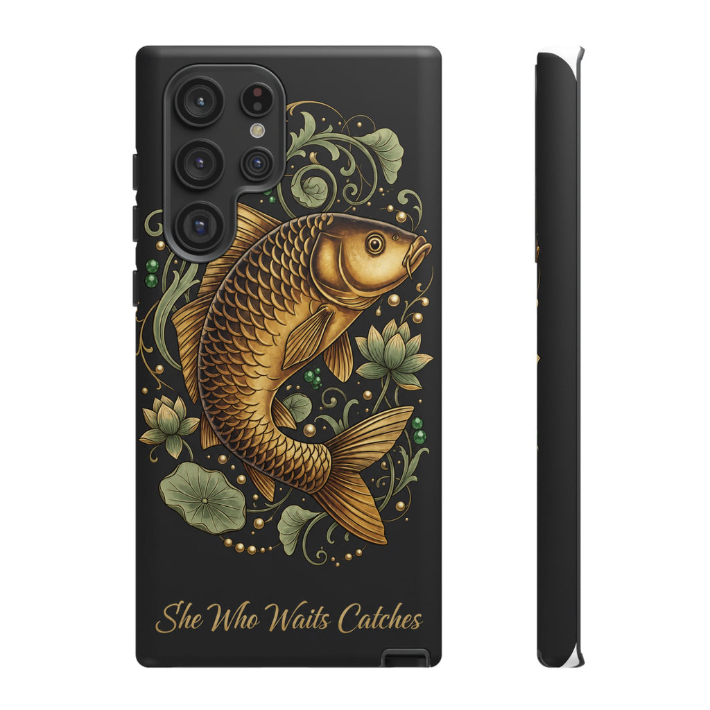 Phone Case — Carp Fish 'She Who Waits Catches' Protective Hard Cover