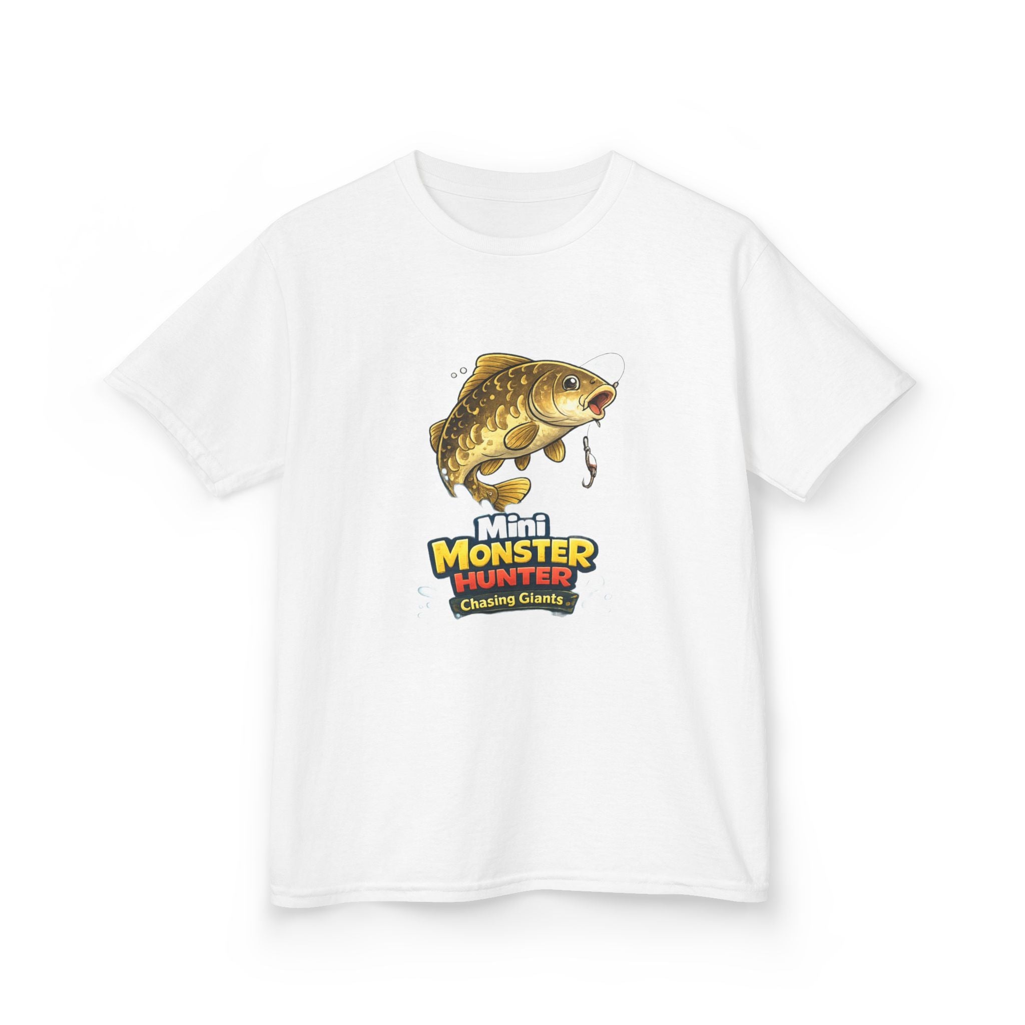 Kids Fishing Tee — "Mini Monster Hunter" Bass Graphic Shirt