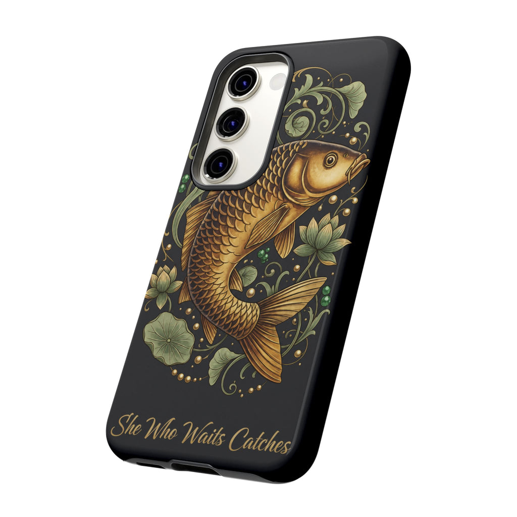 Phone Case — Carp Fish 'She Who Waits Catches' Protective Hard Cover