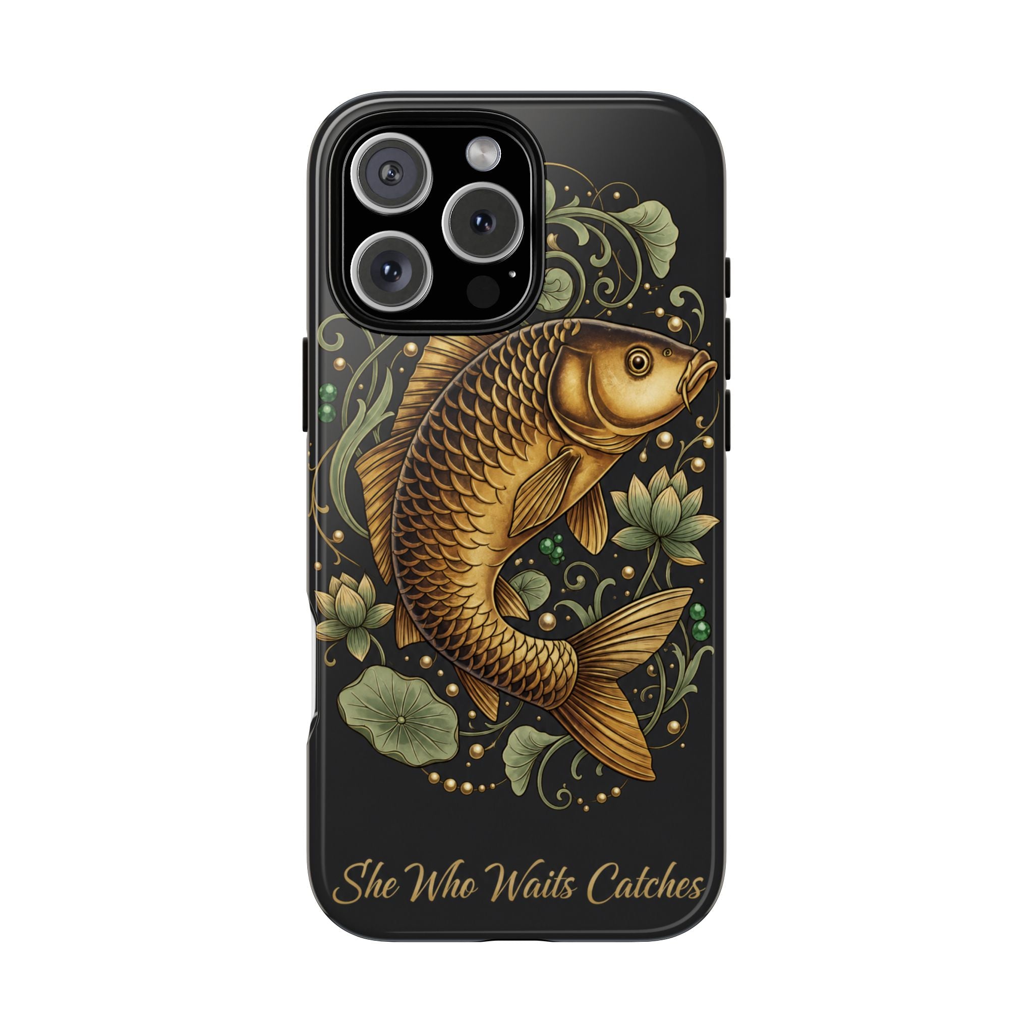 Phone Case — Carp Fish 'She Who Waits Catches' Protective Hard Cover