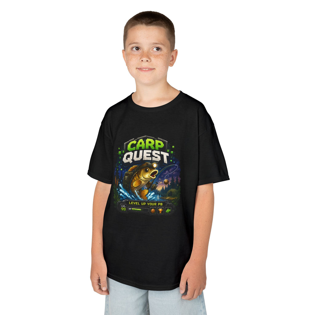 Kids Tee — "Carp Quest" Fishing Adventure Graphic Shirt