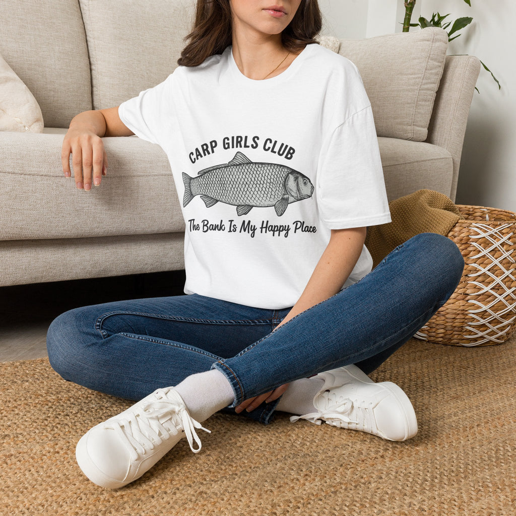 Carp Girls Club T-Shirt — "The Bank Is My Happy Place" Fishing Tee