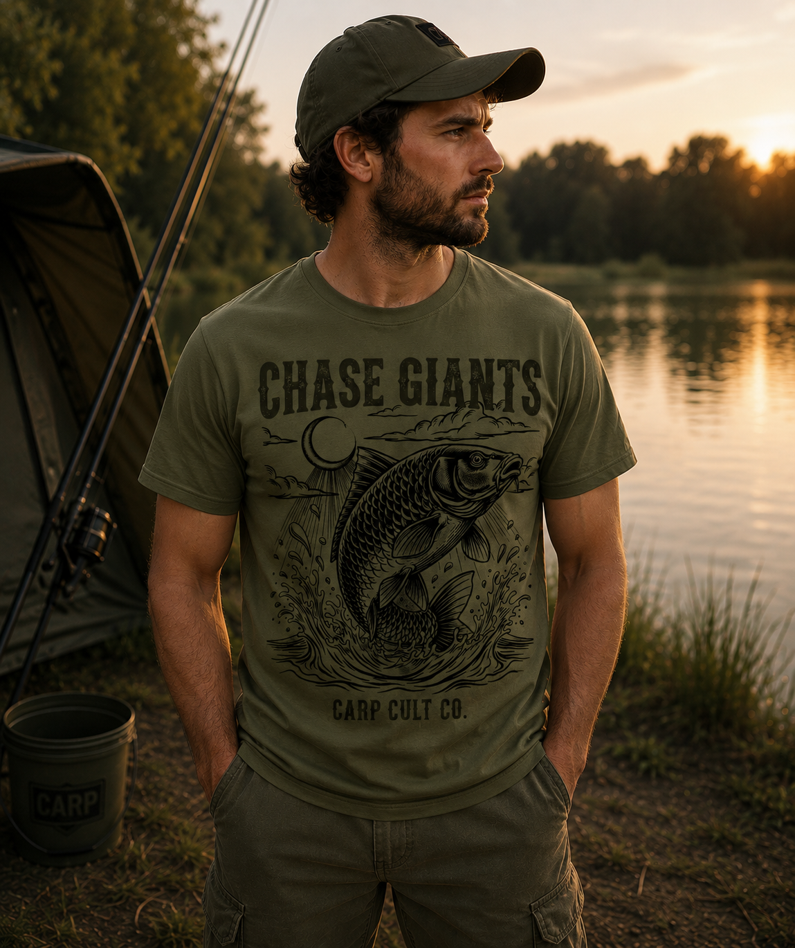Chase Giants Carp Fishing T-Shirt — Carp Cult Co. Graphic Tee