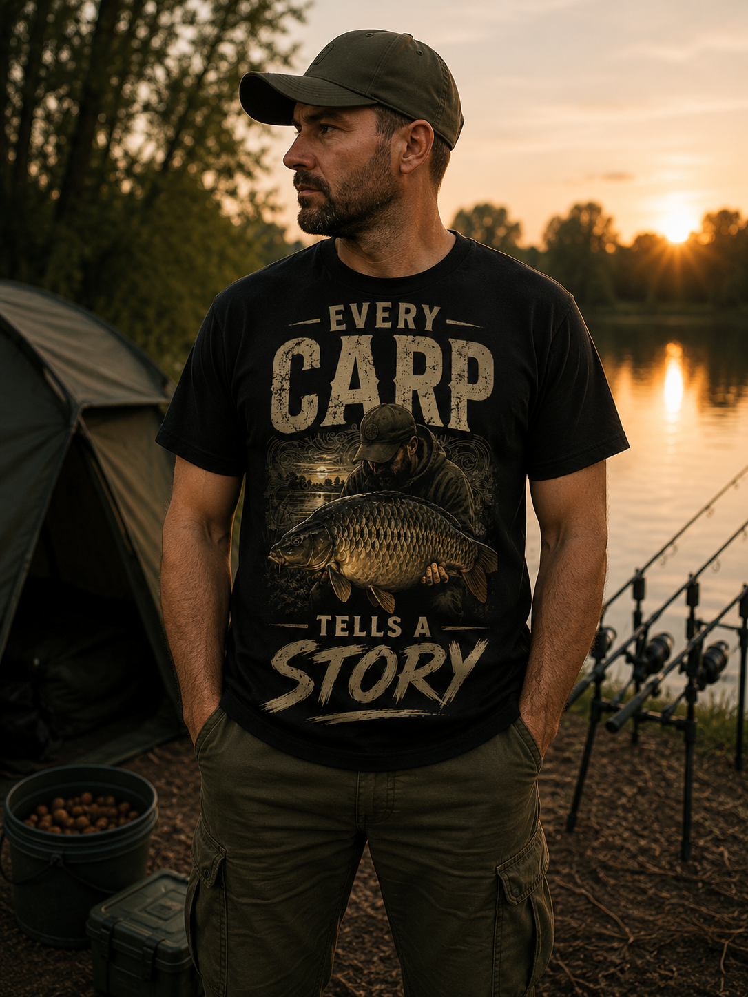 Carp Fishing T‑Shirt — "Every Carp Tells a Story" Graphic Tee