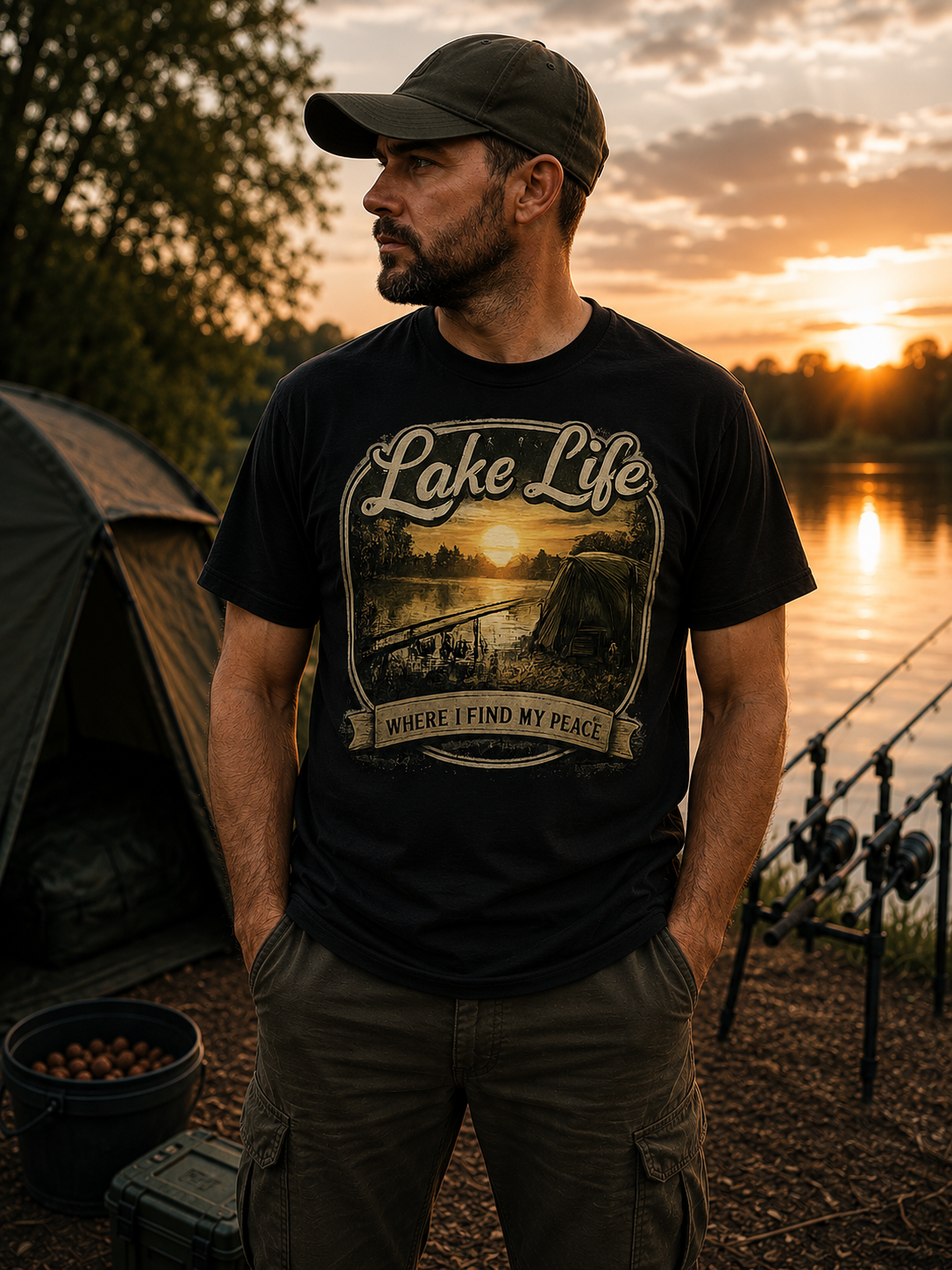 Lake Life T-Shirt – "Where I Find My Peace" Vintage Sunset Tee