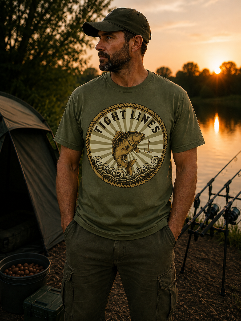 Carp Cult Co. 'Tight Lines' T-Shirt — Carp Fishing Graphic Tee