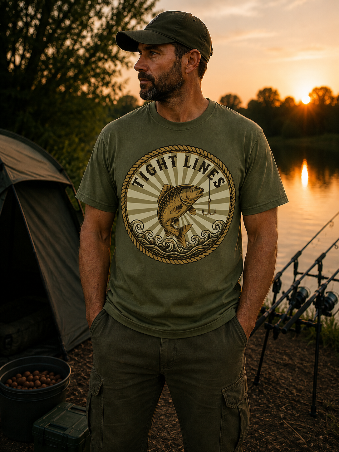 Carp Cult Co. 'Tight Lines' T-Shirt — Carp Fishing Graphic Tee