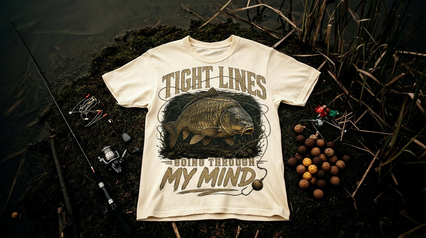 Fishing T-Shirt — "Tight Lines going  Through My Mind" Bass Graphic Tee